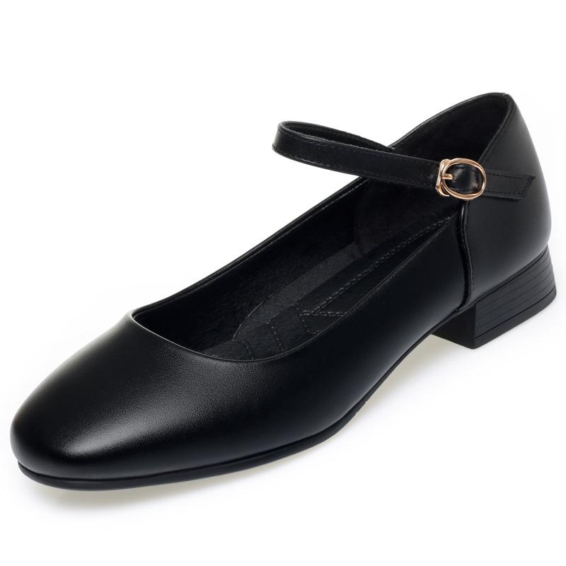 Stewardess Work Shoes Black Cheongsam Shoes Tooling One-button Dancing Shoes Women's Shoes Single Shoes Women's Leather Shoes