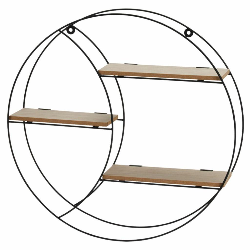 Półka Ścienna Metalowa Z Mdf Czarna Okrągła 44 Cm