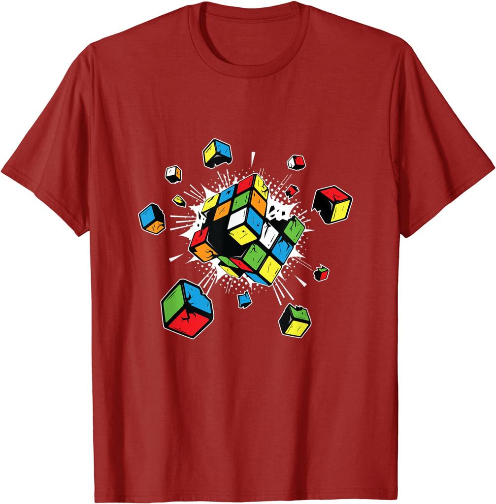 Exploding rubix rubiks rubics cube present gift for kids T-Shirt Fitness Tight Tshirts Classic Tops & Tees Cotton Men Casual