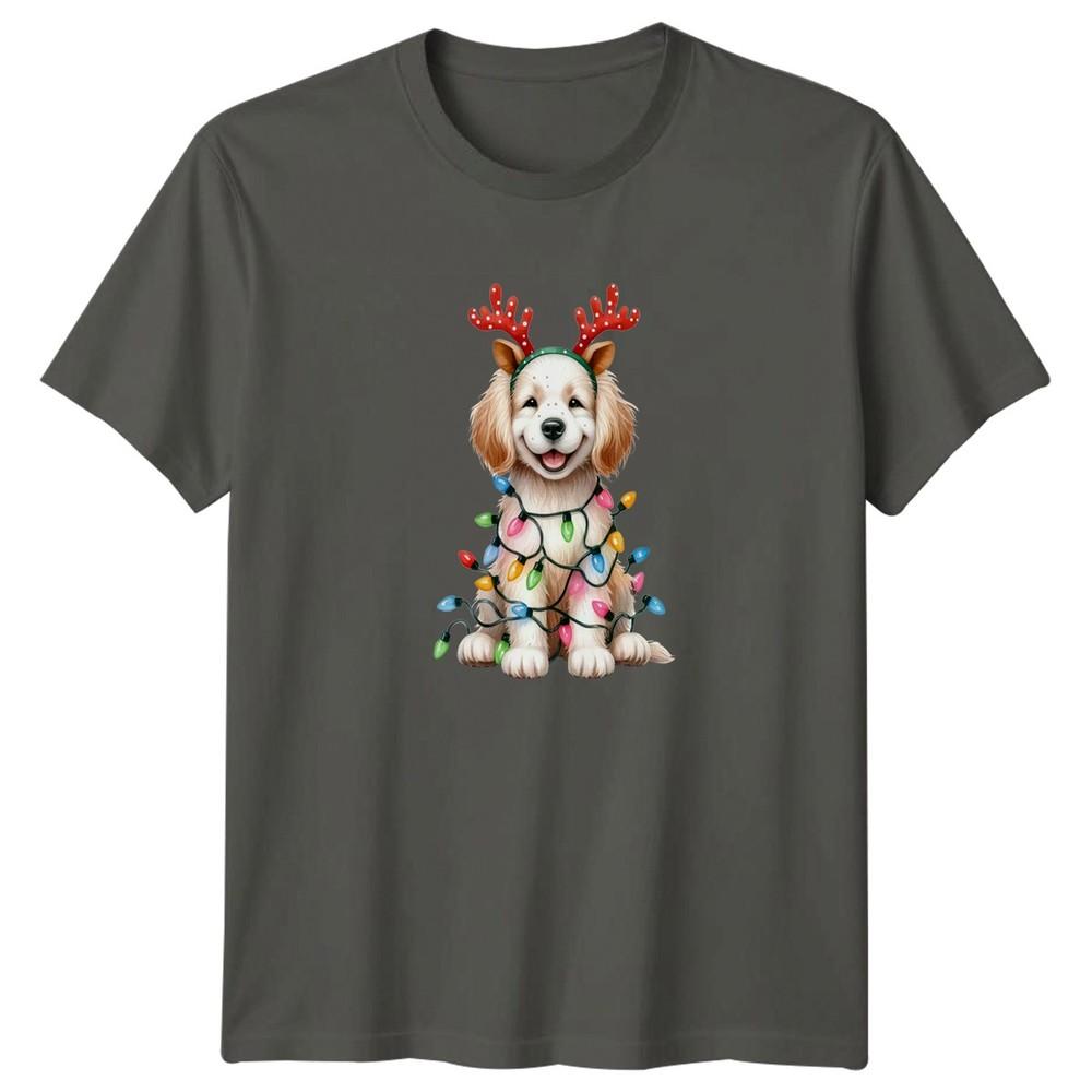 Puppy Christmas Lights Holiday Unisexs TShirt Unisexs Tee Graphic Unisex Top S