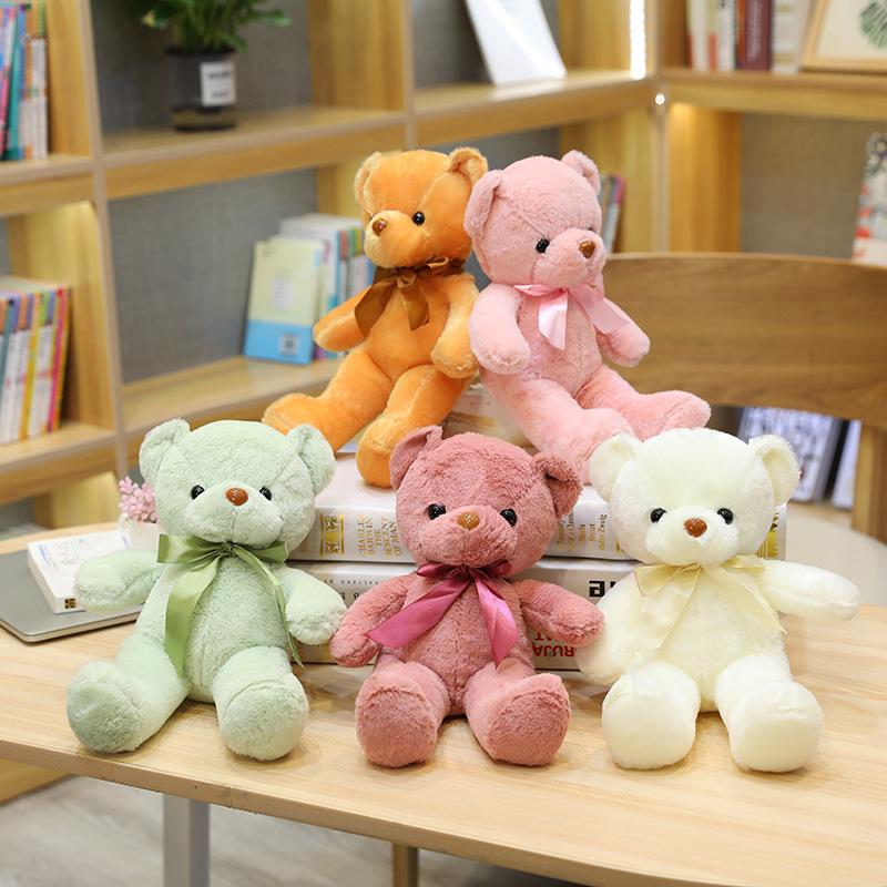Colorful Ribbon Teddy Bear Plush Toy with Ten Color Options
