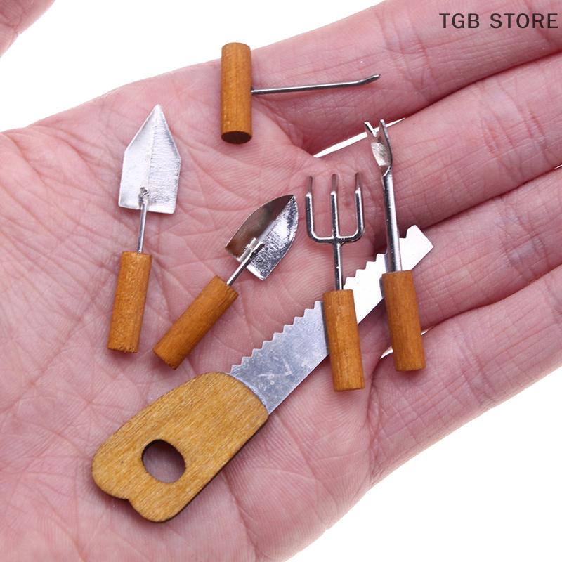 6PCS 1:12 Simulation Gardening Multi Tool Miniature Dollhouse Kids Cleaning Toys Mini Farming Tools Set