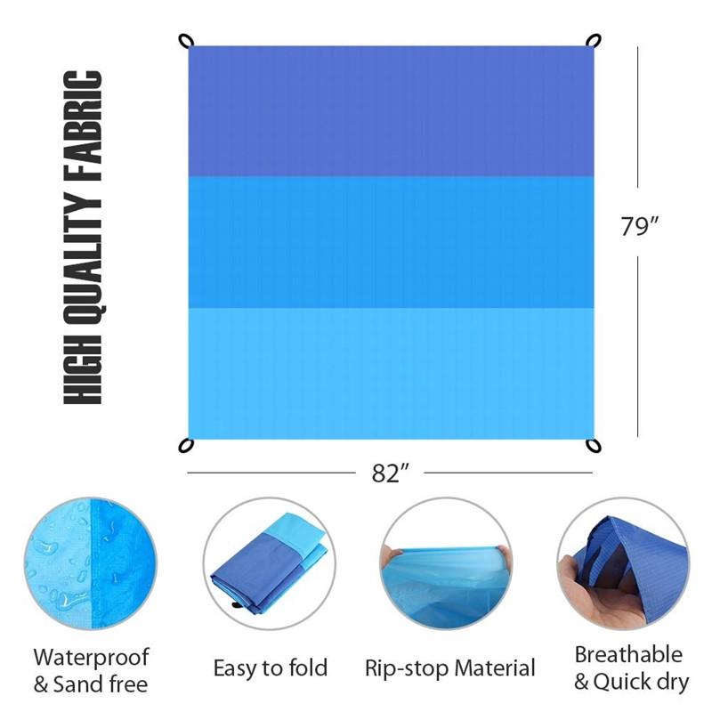 Sand Free Beach Mat, Quick Drying Ripstop Nylon Lightweight Compact Portable Outdoor Picnic Beach Blanket for Travel and Hiking
