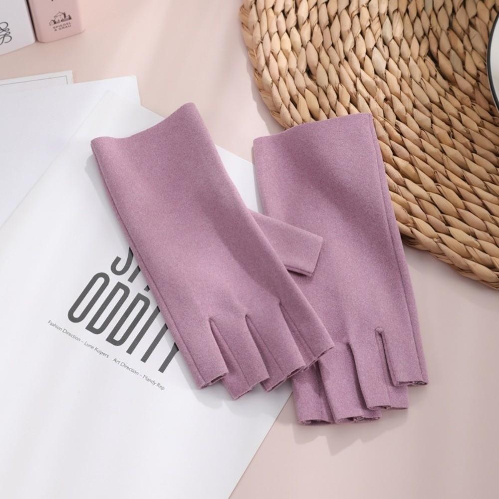 German Velvet Half Finger Gloves Short Semi-Finger Mittens New Warm Gloves Autumn Winter