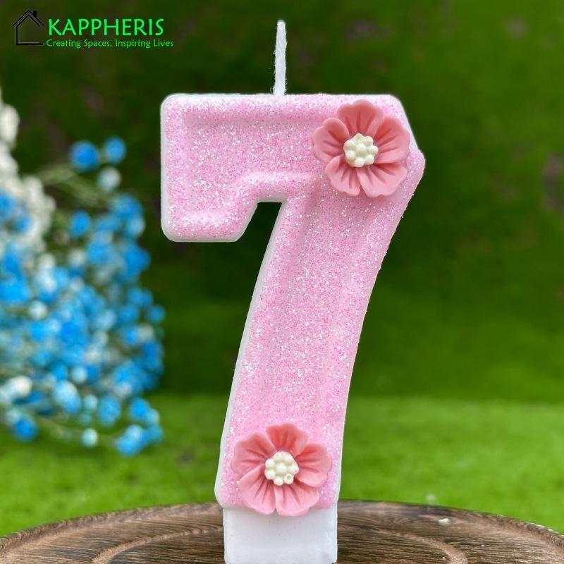 Pink Birthday Candles Flower Birthday Candle 1 Years Baby Girl Cake Topper Decoration Flower Honey Bee Candles