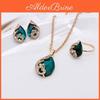 Water Peacock Drop Rhinestone Women Pendant Necklace Earrings Ring Jewelry Set
