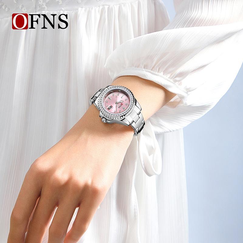 Women's Quartz Watch Simple Diamond Inlaid Waterproof Luminous Calendar Three Needle Business Fashion Women's Watch