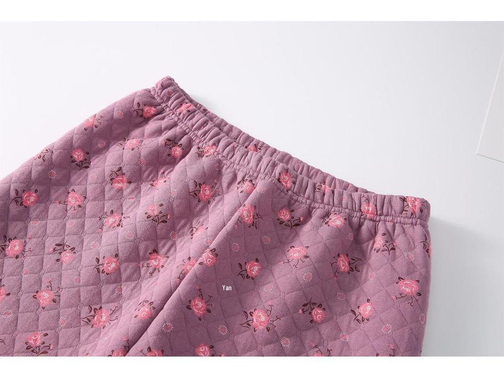 Women's Plus-Size Quilted Pajama Set for Middle-Aged & Elderly