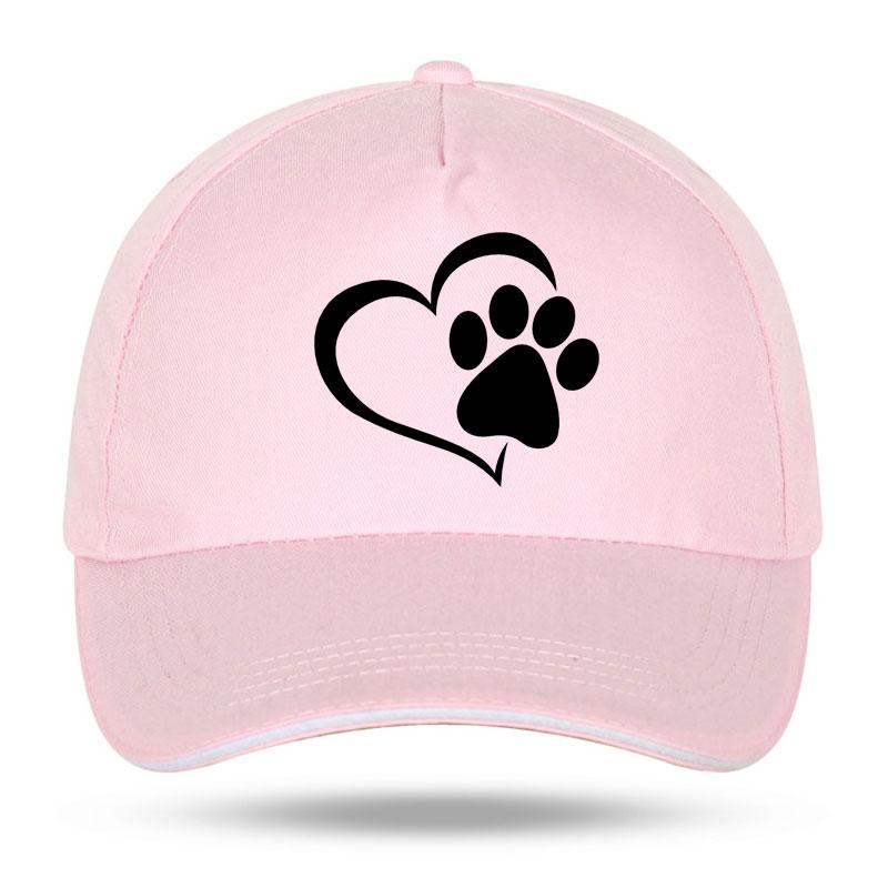 Neue Unisex Damen Mode Niedliche Hundepfote mit Pfirsichherz Baseballkappen für Hip Hop Baumwolle Trucker Cap Bone Papa Hüte