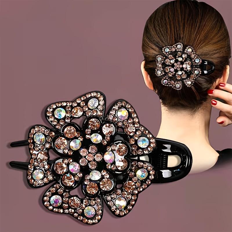 Resin Rhinestone Clip Elegant Fixed Headdress Hairpin Large Duck Clip Women Elegant Barrettes