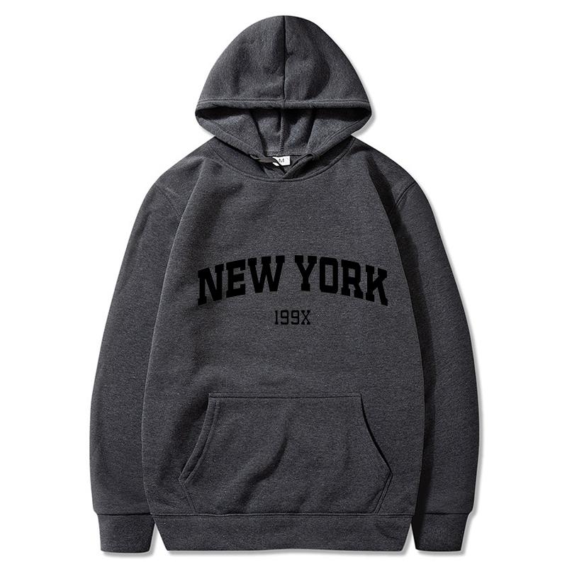 New York 199X Osobní Dopis Mikina s kapucí Pánská Móda Značka Dlouhý rukáv Neformální Pohodlné Tričko Sportovní Pánské Mikina s kapucí Top