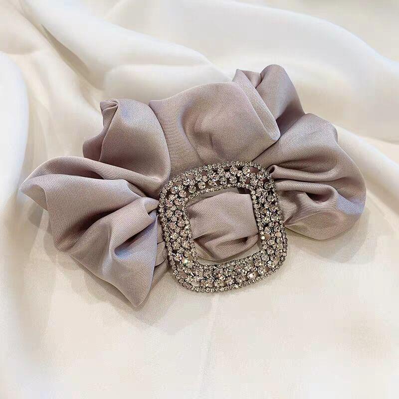 Elegant Korean Satin Scrunchie with Rhinestone Design