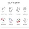 Clover Adjustable Ring 925 Silver Rotating Cherry Blossom Flower Open Rings For Women Wedding Jewelry Gift