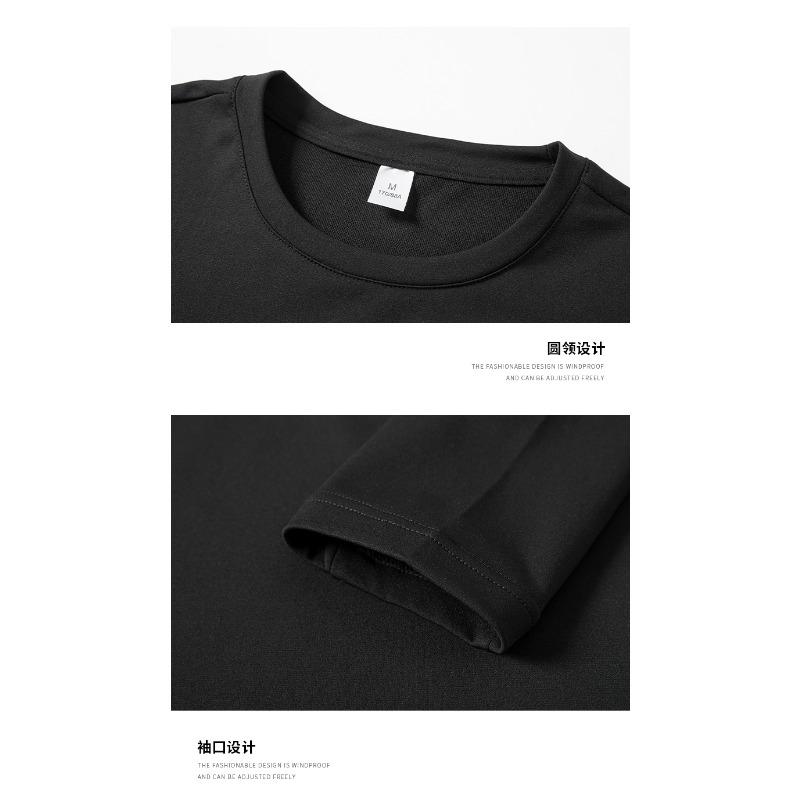 Solid Color Sweatshirt Men's Round Neck Long-sleeved T-shirt Autumn and Winter Bottoming Shirt Fashionable Casual Top