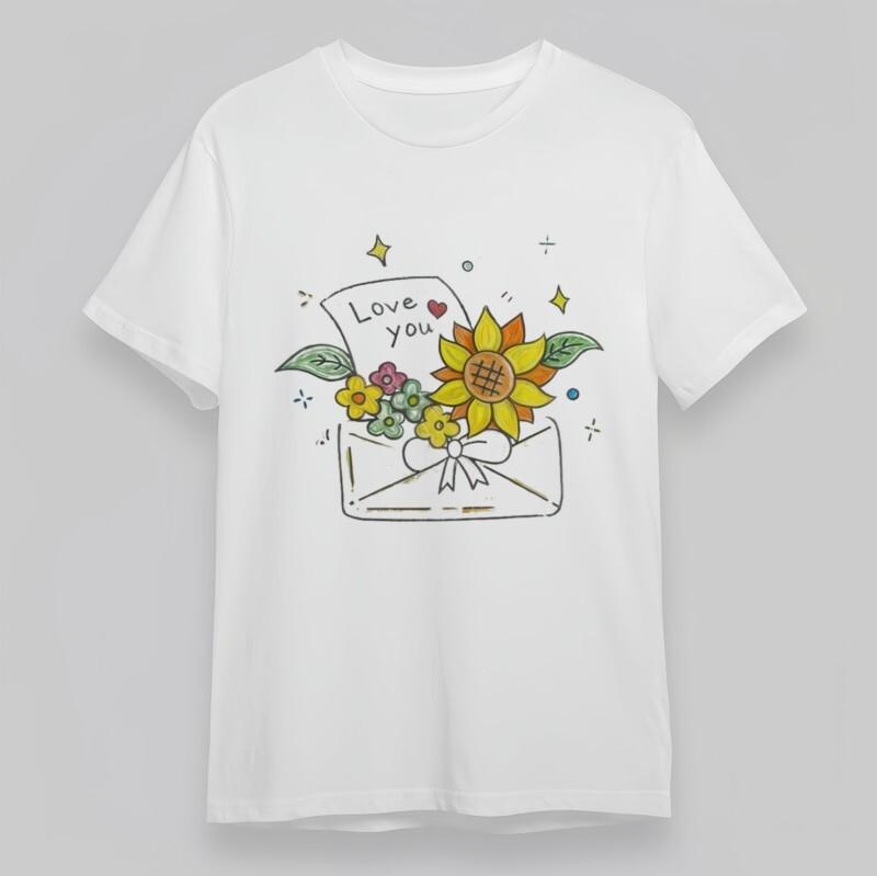 

Women s Oversize Classic T-Shirt Vintage Love Letter Floral Envelope Cotton Tee 2XL