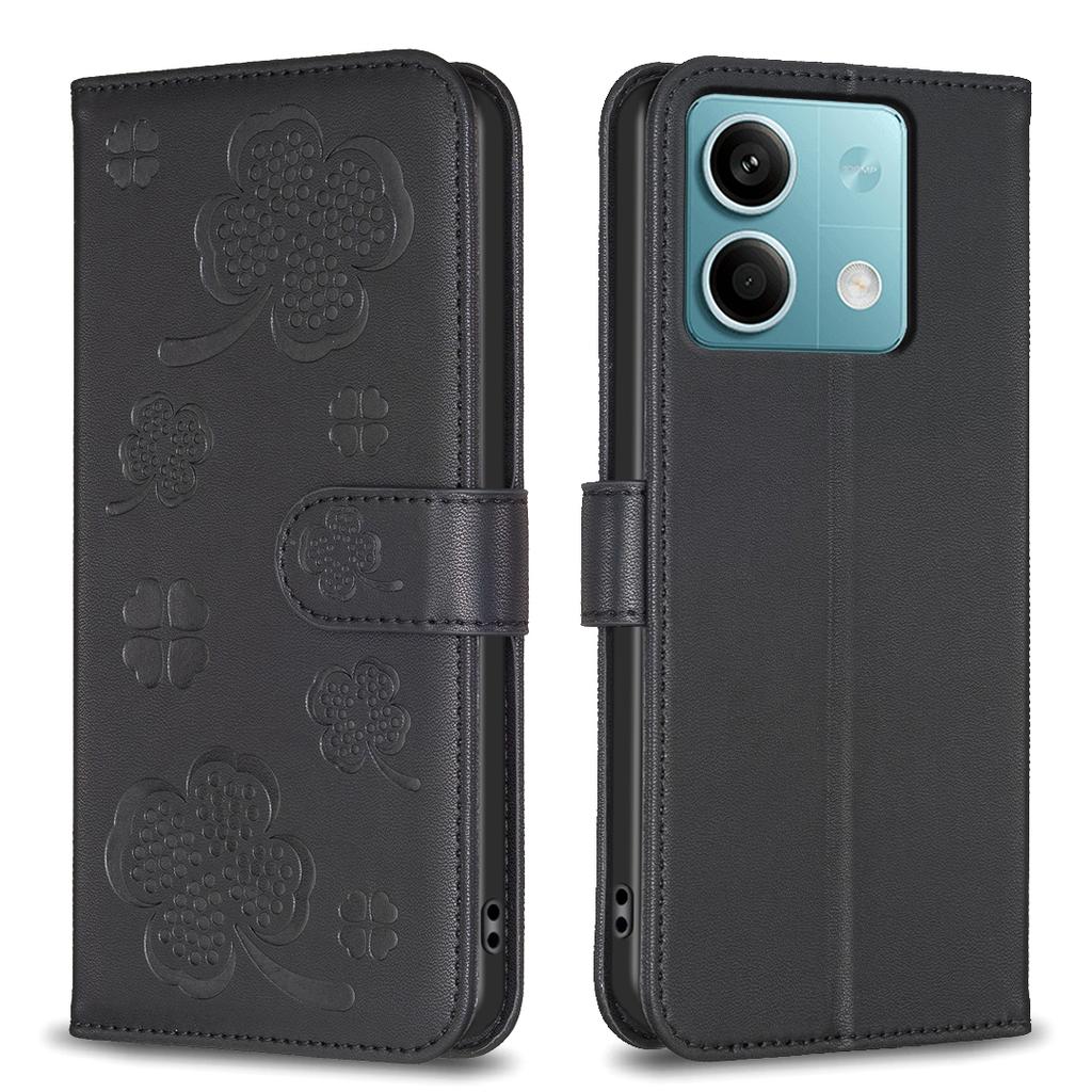 For Xiaomi Redmi Note 13 5G PU Leather Cover Four Leaf Clover Flip Wallet Phone Case
