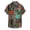 Summer Bohemian Pattern Print Men's Shirts Hawaii Short Sleeve Top Fashion Streetwear Casual Outdoor Men's and Women's Clothing Blouse