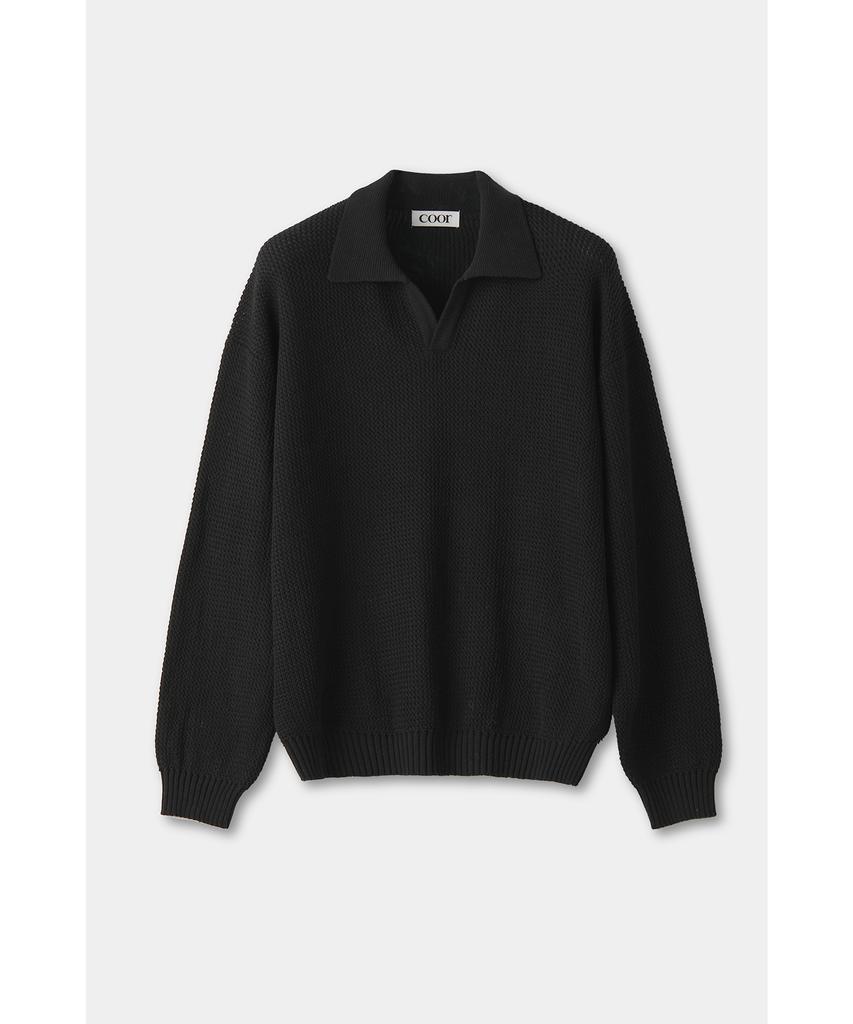 Kueo Crochet Open Collar Knit (Black)