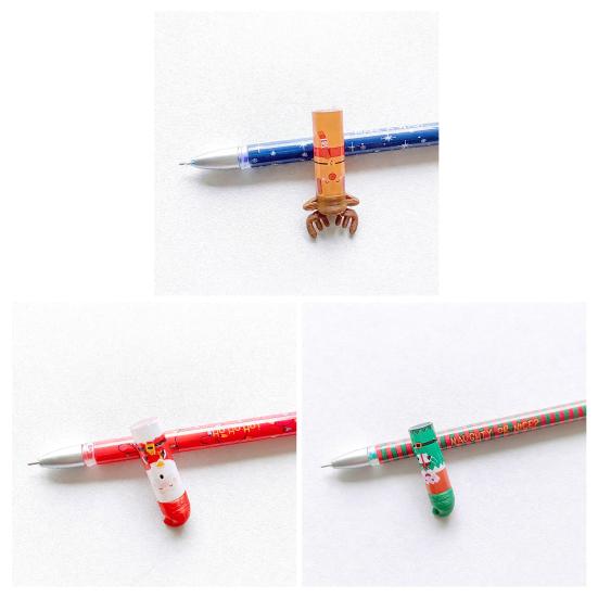 Erasable Pen Set Christmas Theme Pen Santa Reindeer Elf Design Smooth Writing Pens Stationery Supplies for Students Teachers