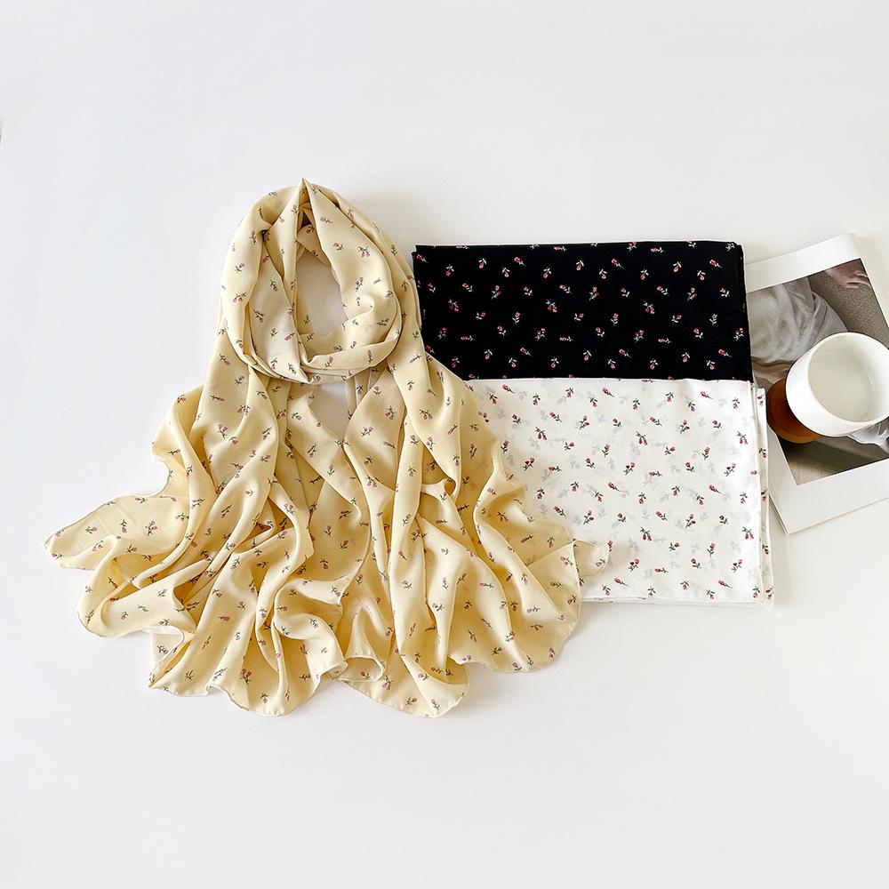 New Shawl Silk Scarf Women's Summer Sunscreen Yarn Scarf Shawl with Organza Long Scarf