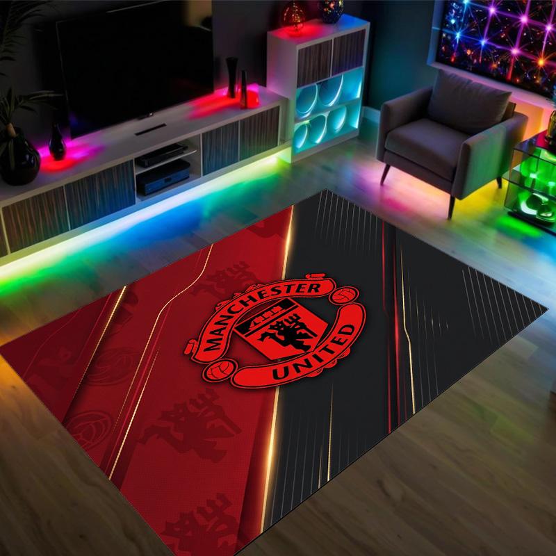 Manchester United Design Crystal Velvet Carpet Cozy Non?Slip Printed Rug For Bedroom Living Room Entrance