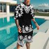 Men Vintage Floral Mandala Print Short Sleeve Top And Matching Knee Shorts Two Piece Outfit