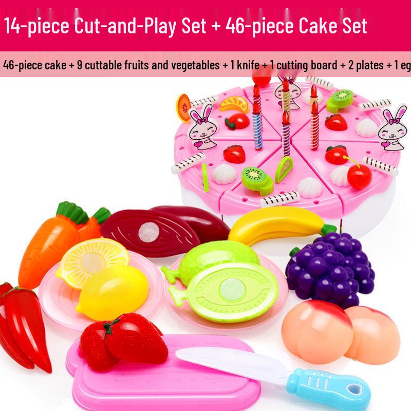 Large Kids' Grocery Cart with Fruit & Vegetable Play Set for Playhouse