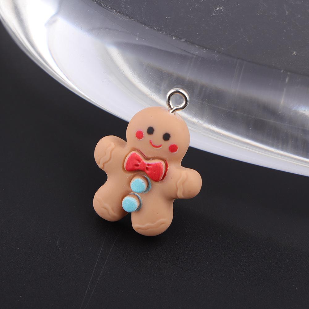 5pcs Christmas Gingerbread Man Biscuits Charms Resin Cookie Xmas Pendant Earrings Bracelet Diy Jewelry Making Supplies Material