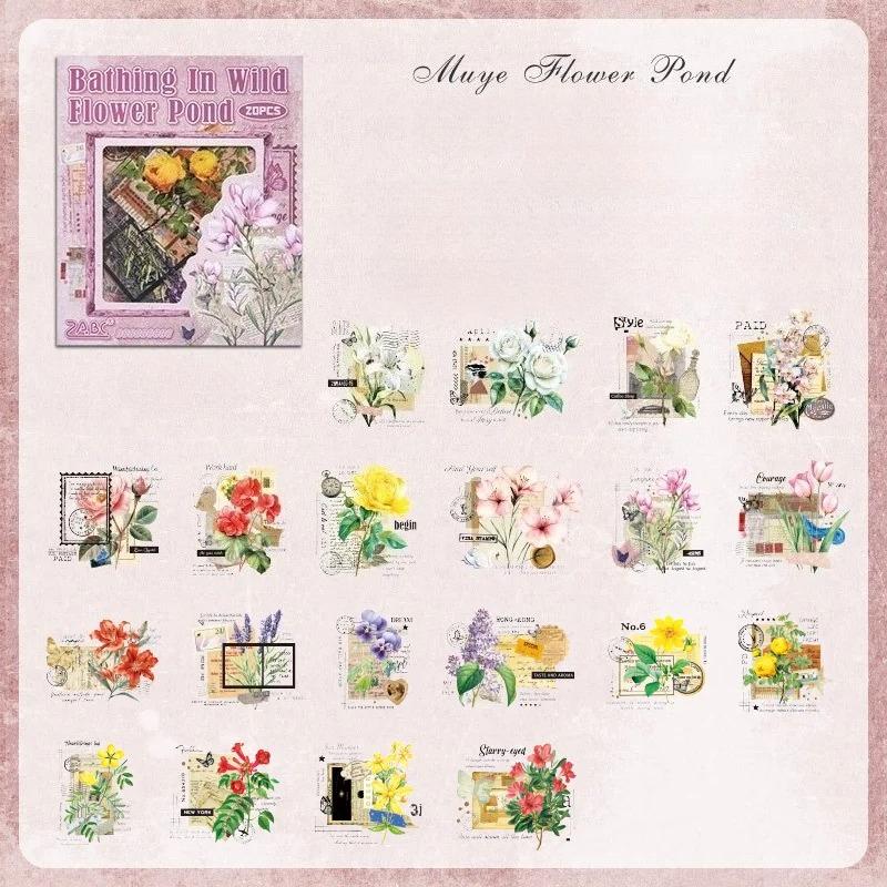 20pcs Kawaii Stationery Stickers First Encounter with Flower Language Diary Decorative Stickers Scrapbooking Craft Stickers