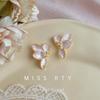 Elegant Pink Enamel Flower Earrings: Luxurious Gradient Drip Glaze Studs with Zirconia Detailing
