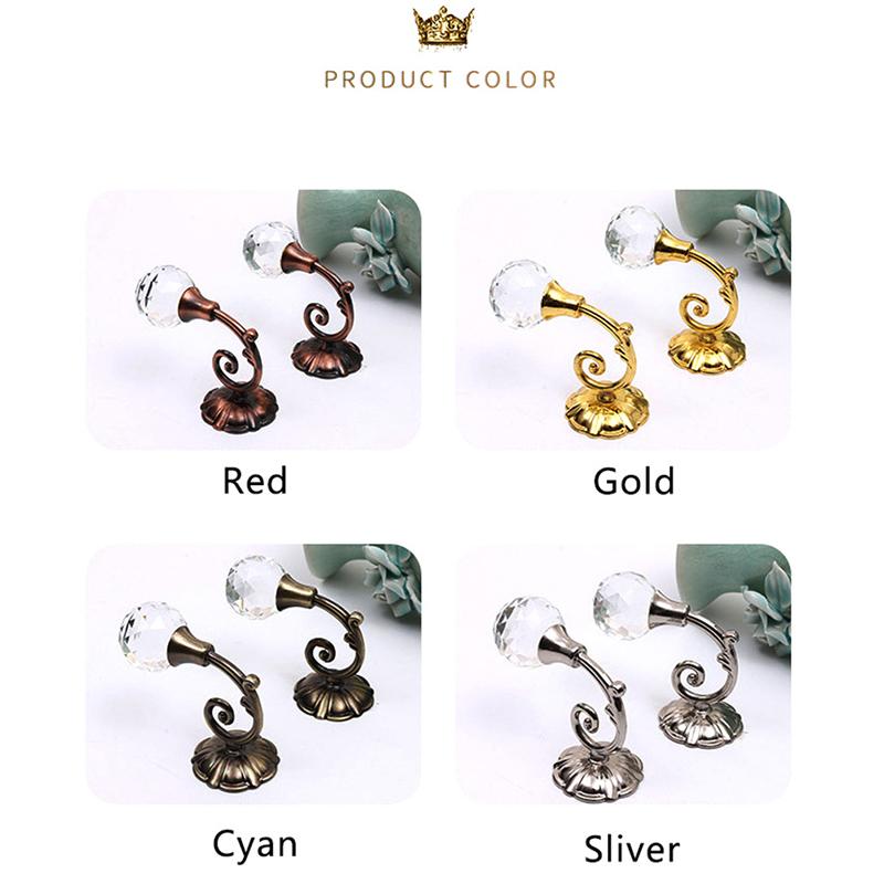 

2pcs Metal Crystal Glass Curtain Holdback Wall Tie Back Hanger Hooks Decor