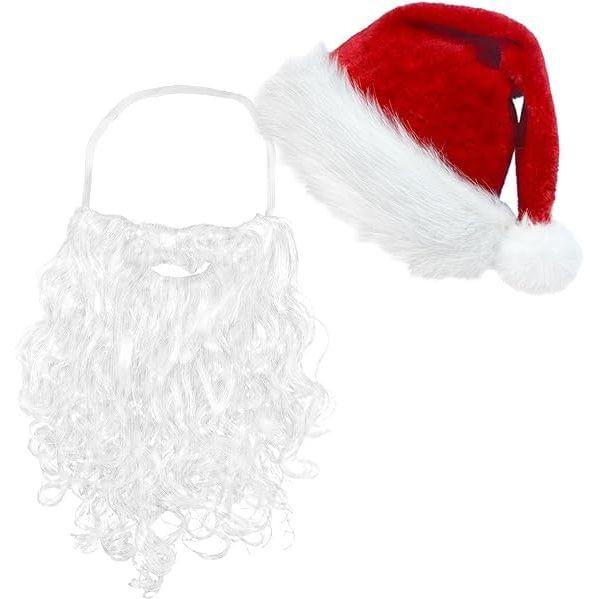 Santa Hats and Beard for Adults Christmas Costume Decorations Xmas Hats Santa Beard Mask Face Cover for Men Women