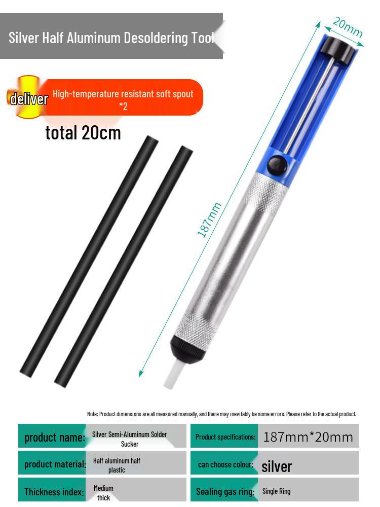 Powerful Large Manual Vacuum Desoldering Pump with Automatic Rebound and Soldering Nozzle