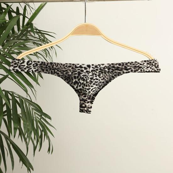Underwear Leopard Print Breathable Men T Shape Underpants Thongs Daily Life