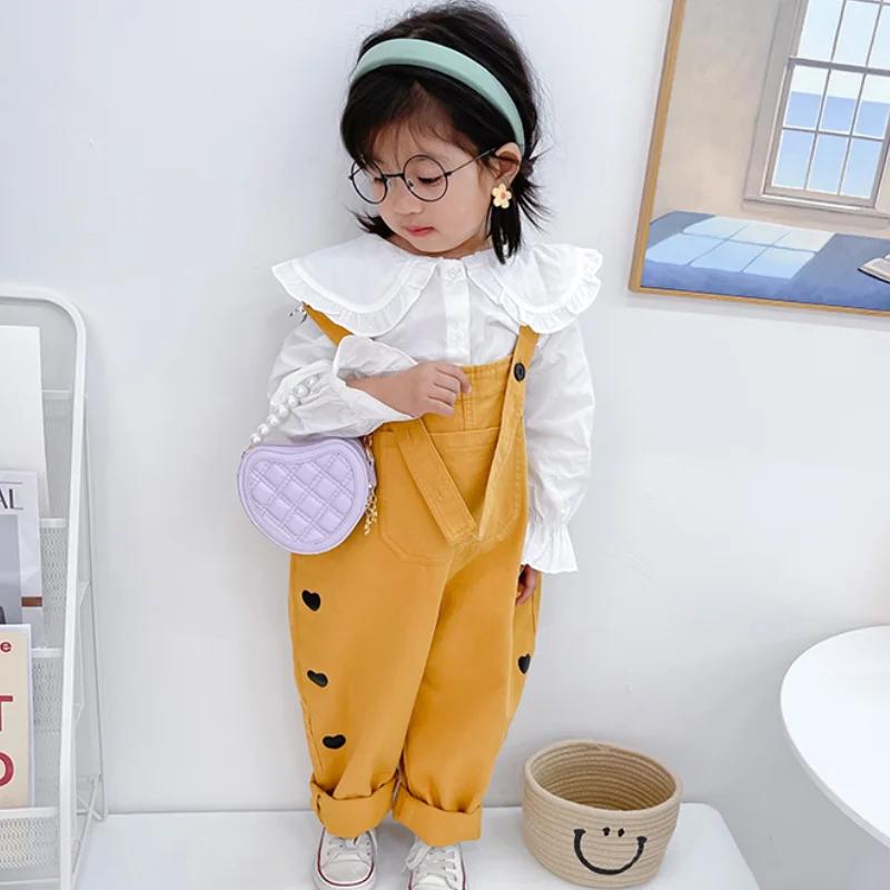 Cute Children's Heart-shaped Crossbody Bags Pearl Handle Girls Mini Shoulder Messenger Bag Princess Wallet Coin Purse Handbags