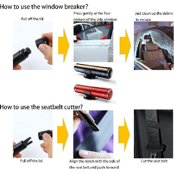 Automotive Window Breaker Seatbelt Cutter Hammerdex Car Rescue Safety Hammer Safehammer Glass Emergency Escape Tools Window Punch Breaker Tool