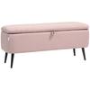 Banco de Armazenamento com Tampa Articulada e Pernas de Aço para Quarto Sala de Estar Entrada 101x38,5x44,5cm Rosa