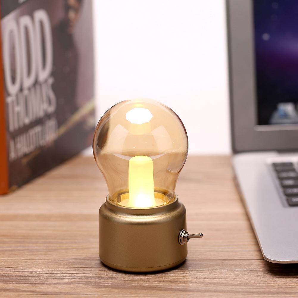   Retro LED Night Light USB Rechargeable Night Light Gold