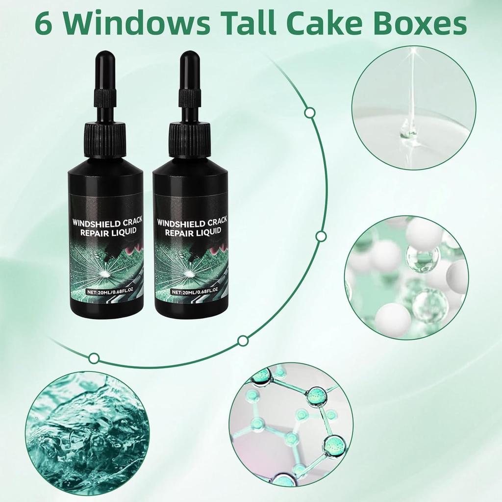 2 PCS Windshield Crack Repair Kit, Universal Cracks Gone Glass Repair Kit With Glass Crack Repair Fluid For Window & Windshield Chips & Cracks