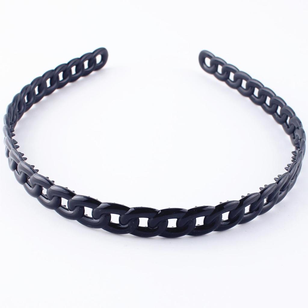 Men's & Women's Black Wave Headband: Sporty, Simple, with Teeth for Slicked Back Hair and Face Washing.