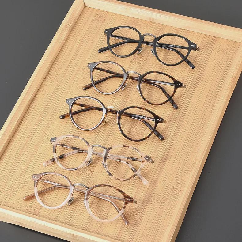 Luxurious Japanese Handmade Gold-Titanium Round Literary Style Glasses Frame for Trendy Men and Women.