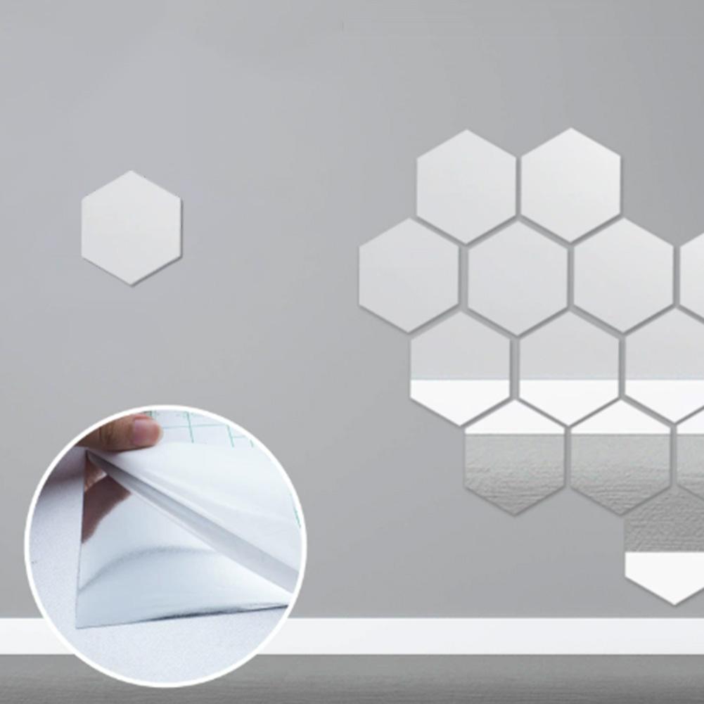 Removable Decals Hexagonal Mirror Mirror Stickers Peel-and-stick