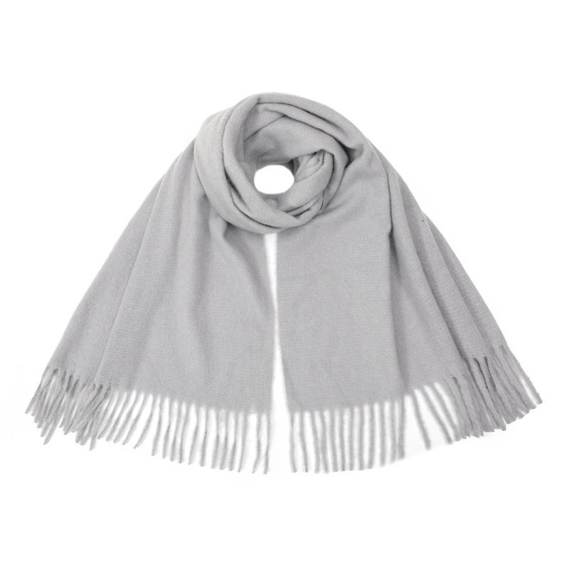 Women Simple Solid Knitted Scarf Headscarf Elegant Lady Casual Tassel Warm Scarve Mujer Foulard Big Wrap Shawl Winter New