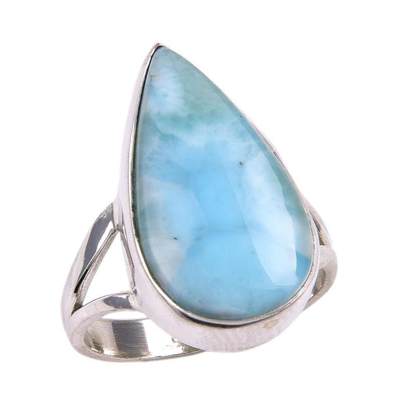 Natural Republic Larimar Gemstone 925 Solid Sterling Silver Gift Ring S.7 j7p51