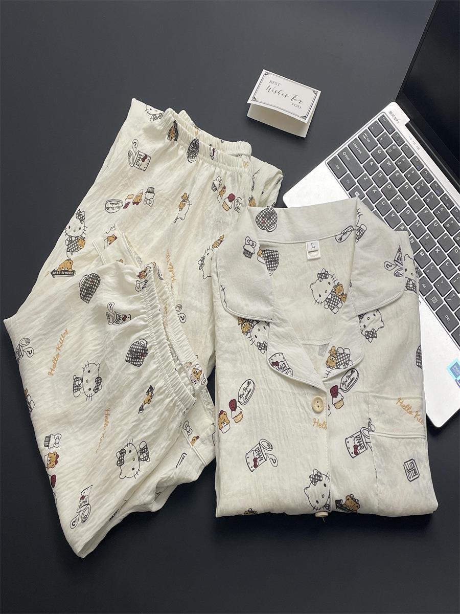 

Summer can wear sweet printed Hello Kitty pajamas women s short-sleeved shorts suit student dormitory loungewear S