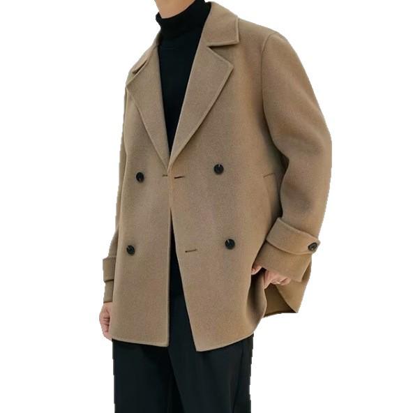 Men's Wool Trench Coat, Double-Sided, Mid-Length, High-End, New for Autumn/Winter.