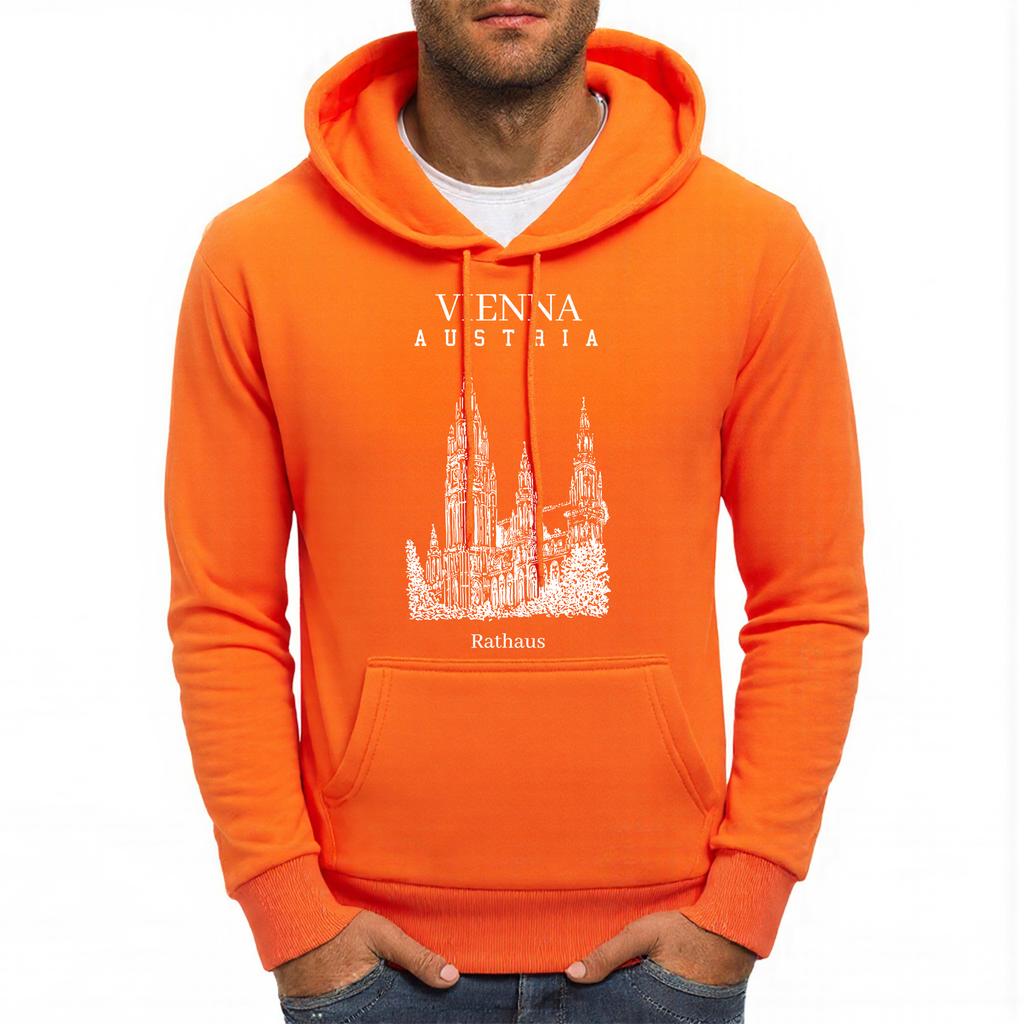 Vienna Austria Rathaus Printing Hoody Men Hip Hop Autumn Hoodies Pocket Fleece Sportswear All-Match Oversized Male Hoodie