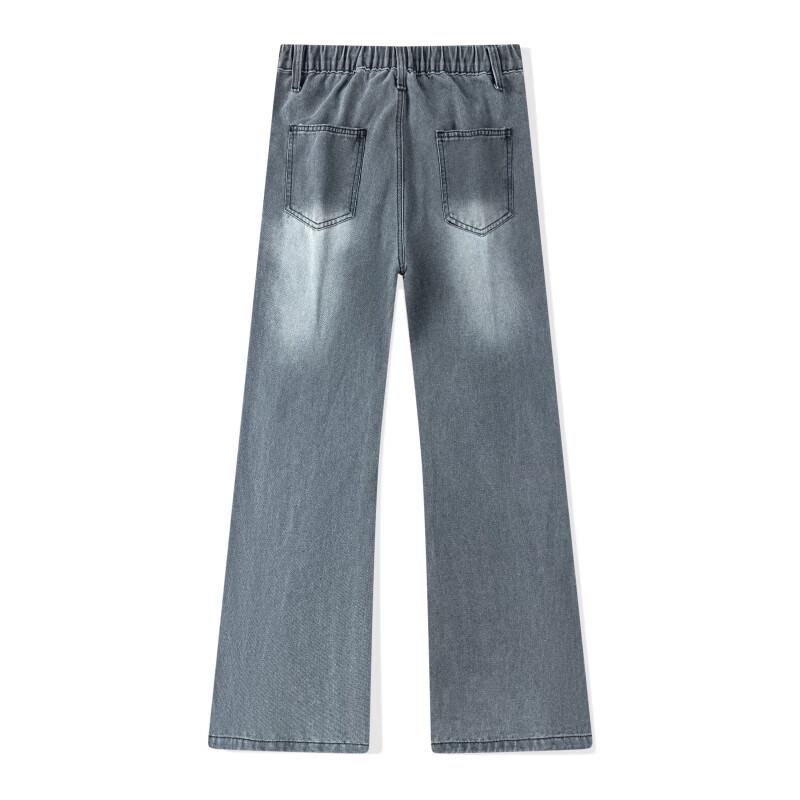 Men's Retro Micro-Flare Distressed Patchwork Jeans