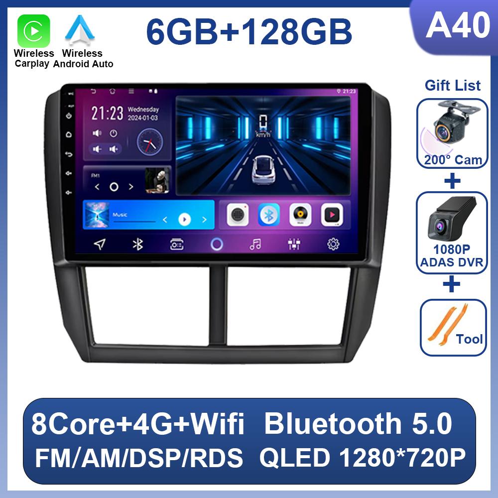 Android 14 Car Radio For Subaru Forester 3 SH 2007-2013 For Impreza GH GE 2 Din Multimedia Player Head Unit Wireless Carplay DSP