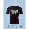 Mens Black Compression Short Sleeve T-Shirt White Heavy Metal Death Metal Tribal Graphic High Elasticity Quick Dry Gym Workout And MMA Athletic Top